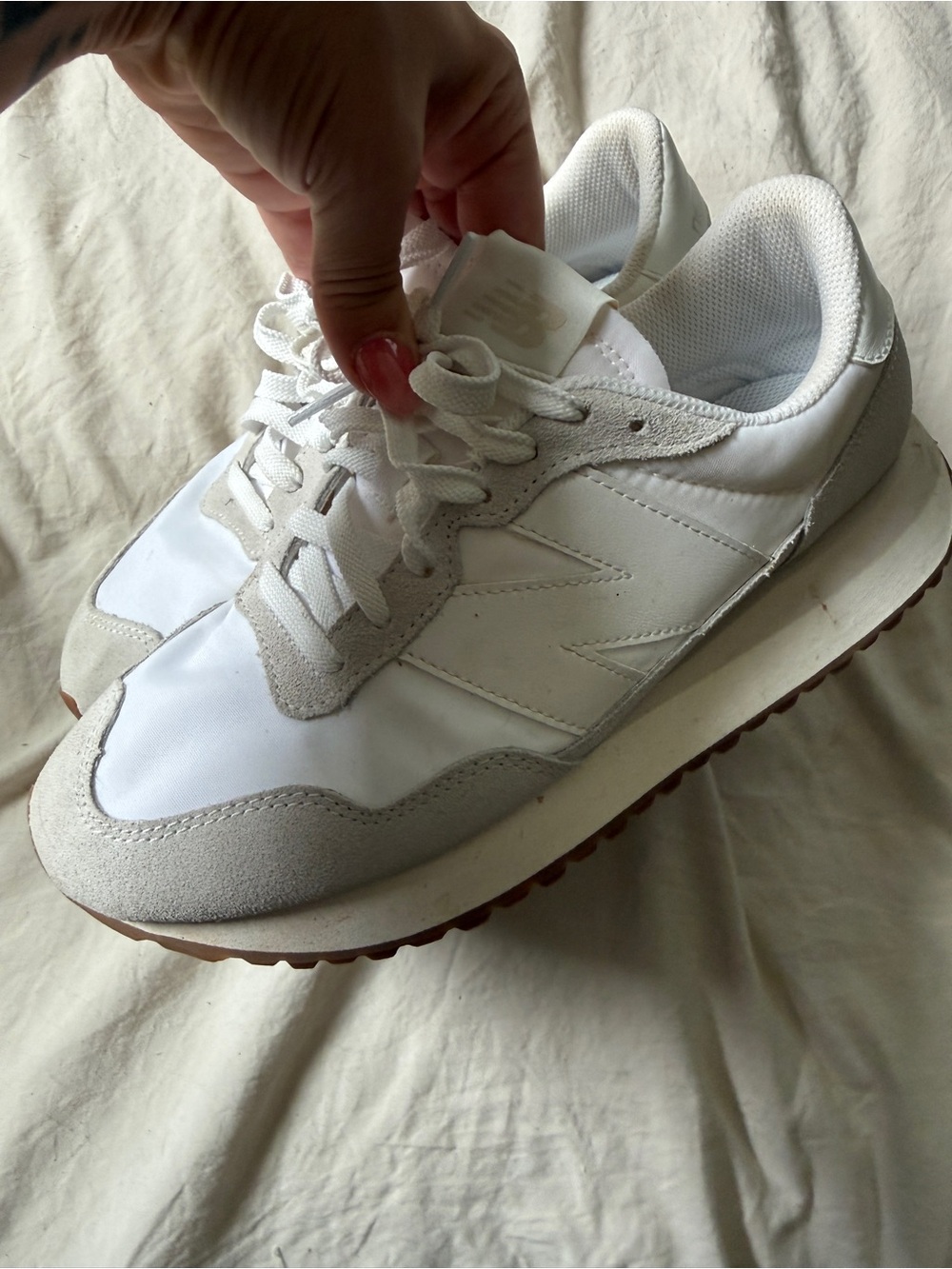 New Balance White & Light Gray Retro Runner